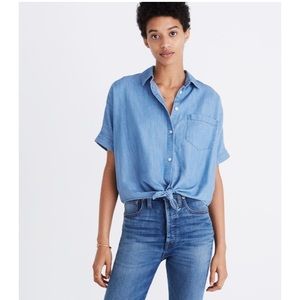 Madewell chambray tie front shirt